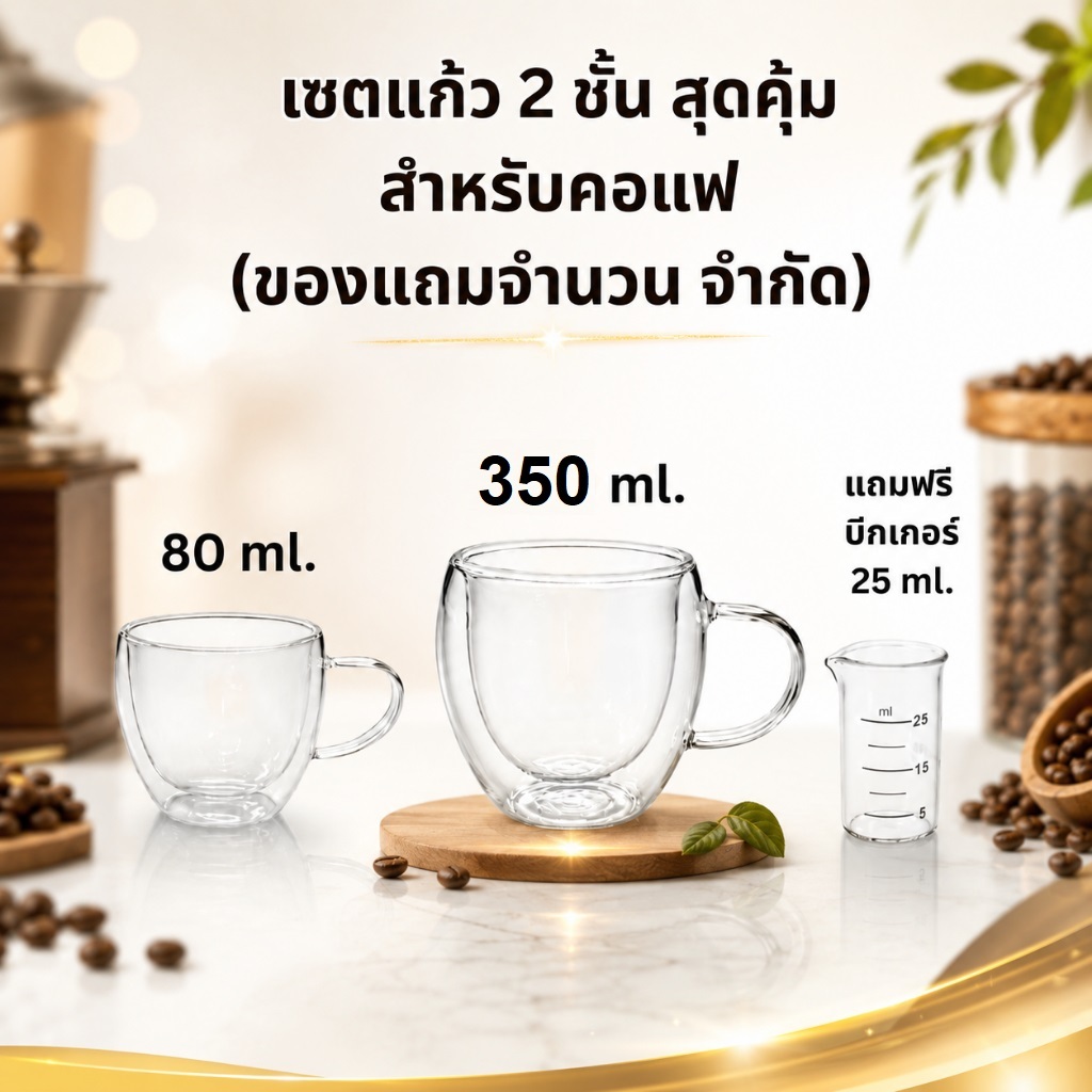 (โปรดทักแชทก่อนซื้อสินค้า!!) เซตแก้วสองชั้น สุดคุ้ม สำหรับคอกาแฟ (ตามตัวเลือก) (ของแถมจำนวนจำกัดทักแชท!!!)