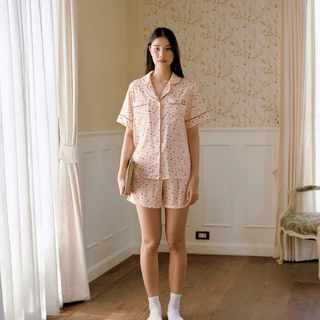 MUSLIN Cherry Rouge - Silk Satin Pajamas [Basic collection]