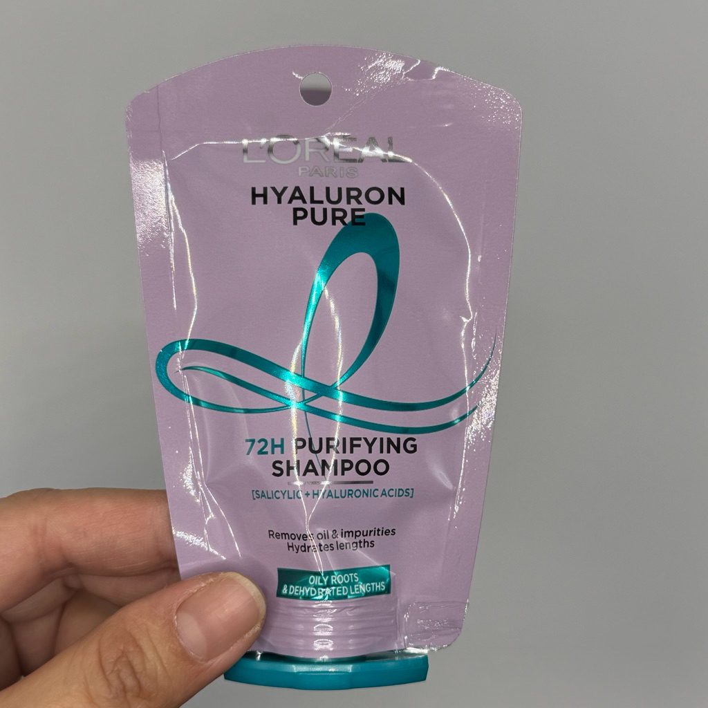 L’oreal hyaluron 72H purifying shampoo ลอรีอัล แชมพู สำหรับหนังศรีษะมัน ขาดความชุ่มชื้น แบบซอง 25 มล.