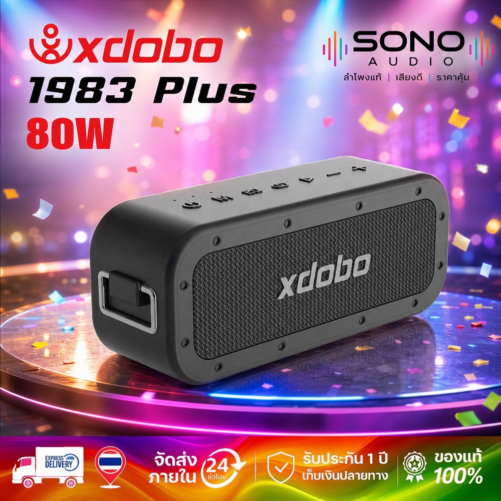 XDOBO 1983 Plus ลำโพงบลูทูธ 80W Bluetooth Speaker & TWS 360 เสียงรอบทิศทาง HD & Rich สเตอริโอเบส ซับ