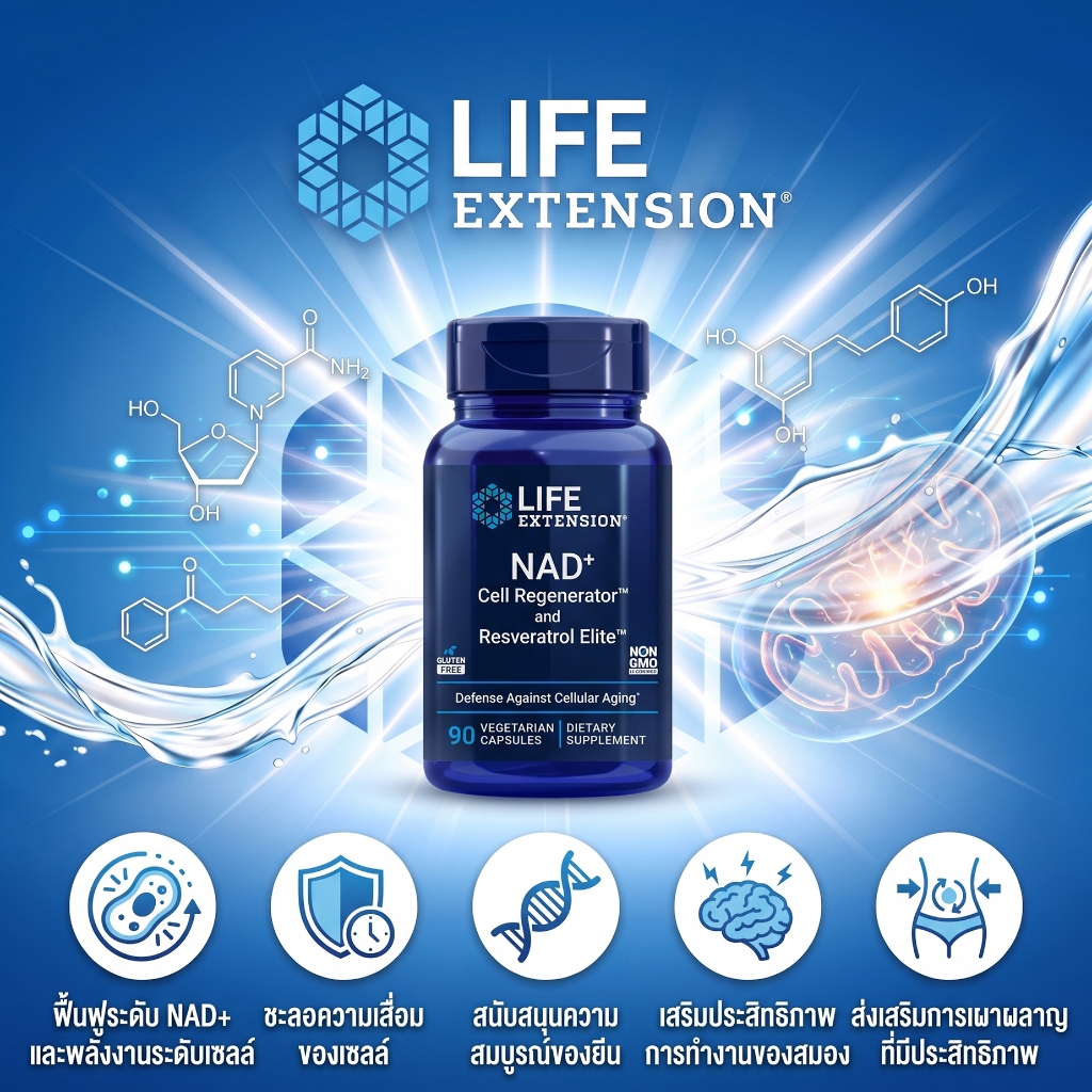 LIFE-NAD Cell Regenerator NAD ฟื้นฟูเซลล์ร่างกาย เพิ่มพลังงาน ชะลอความชรา เสริมสุขภาพ