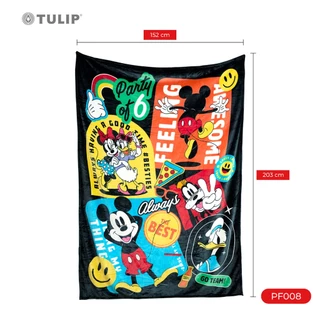 Tulip Fleece 60x80 นิ้ว ลาย PF008 มิกกี้เมาส์ Mickey Mouse ลิขสิทธิ์แท้ดิสนีย์ Disney ผ้าห่มฟลีซขนาดใหญ่ 5 ฟุต