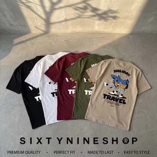 เสื้อยืดแขนสั้น ผ้าCotton M-4XL พิมพ์ลาย "Trevel" พร้อมส่ง