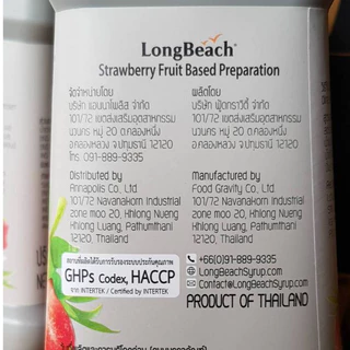 ลองบีช เพียวเร่ หลากหลายรสชาติ LongBeach Syrup Fruit Puree 900ml ผสมเนื้อผลไม้เแท้