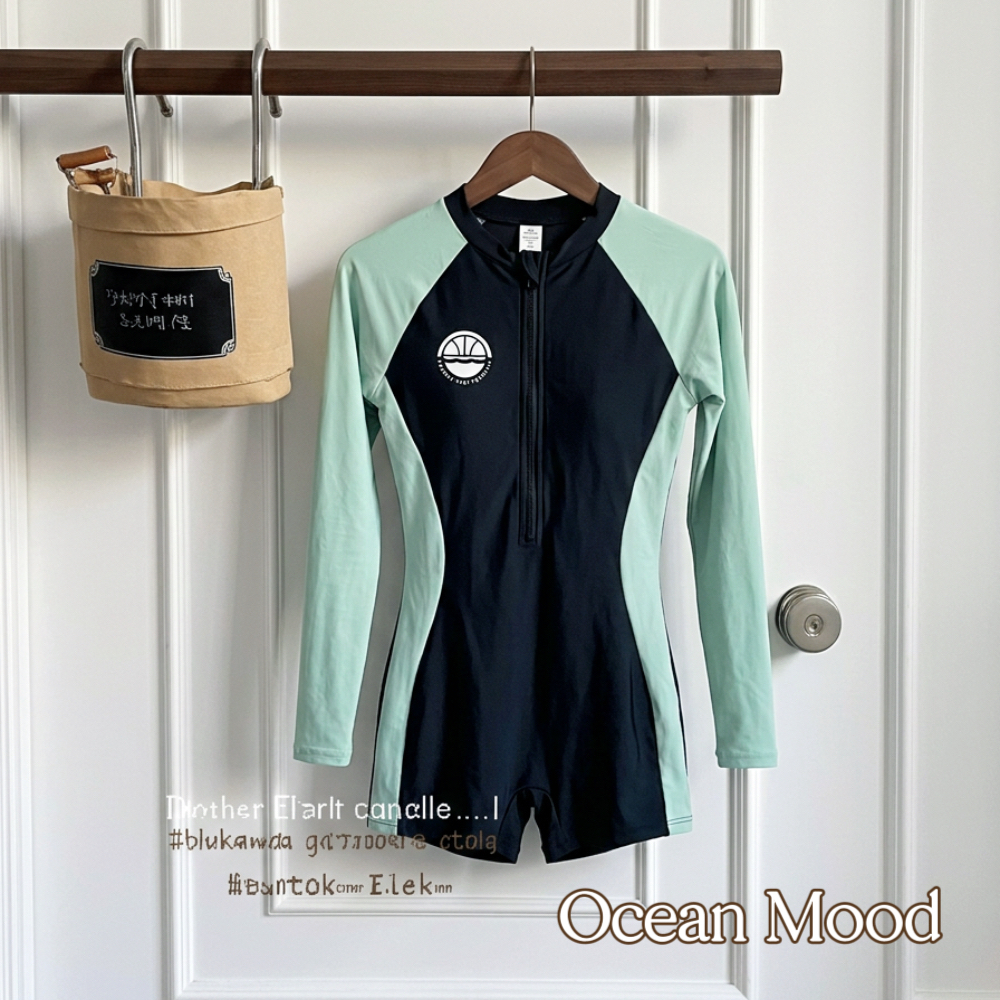 Ocean Mood | ชุดว่ายน้ำแขนยาว ผู้หญิง วันพีช ซิปหน้า ชุดดำน้ำ กัน UV ชุดว่ายน้ำแฟชั่นสปอร์ต