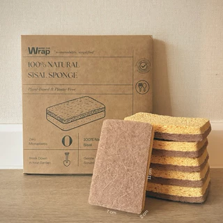 Mind the Wrap ฟองน้ำรักษ์โลกธรรมชาติ 100% ฟองน้ำล้างจานเซลลูโลส ไร้ไมโครพลาสติก [บรรจุ 6 ชิ้น]