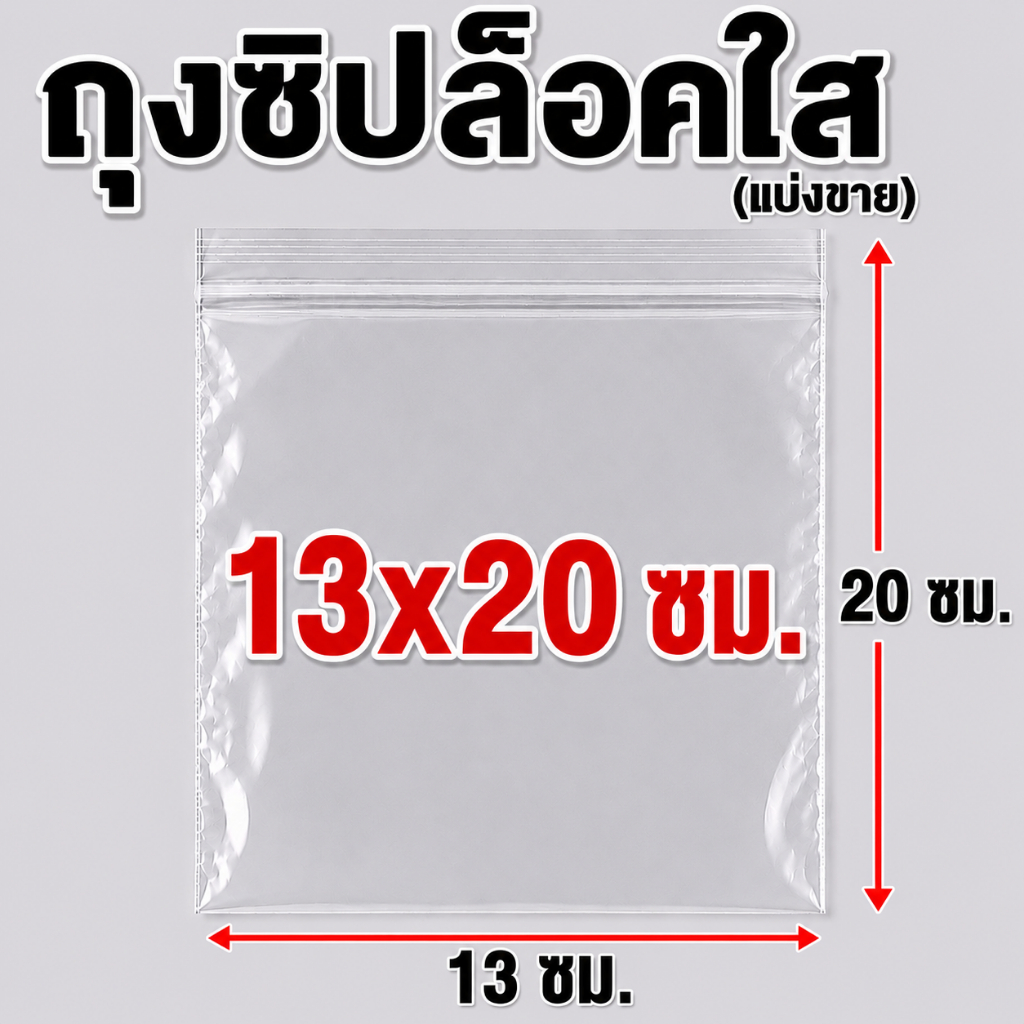 ถุงซิป 13x20 ซม. ถุงซิปล็อค แบ่งขาย เหมาะสำหรับ ใส่อาหาร สินค้า เครื่องประดับ