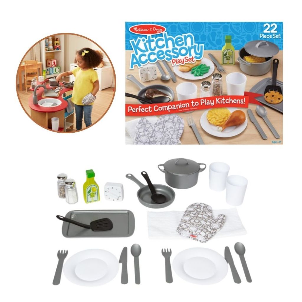 (ของแท้ USA) ของเล่นอาหาร เปิดไดเนอร์ เมนู กระดิ่ง กาแฟ อุปกรณ์ครบ อย่างดี ทนทาน Diner Kitchen Restaurant Melissa & Doug — صورة 6