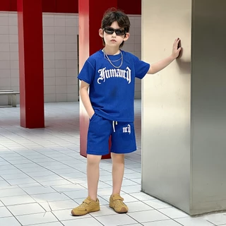ชุดเซ็ทเด็กแฟชั่น ชุดสูทเด็กผู้ชายสองชิ้น เสื้อแขนสั้นกางเกงขาสั้น ชุดกีฬาแขนสั้นแห้งเร็ว สไตล์เกาหลี
