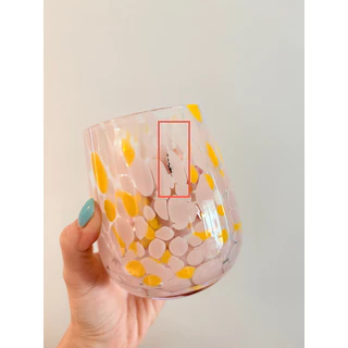 (งานDefect มีรอย) พร้อมส่ง อ่านรายละเอียดก่อนสั่งซื้อ Heart Dot glass แก้วเป่า แก้วลายกระ ความจุ460ml.