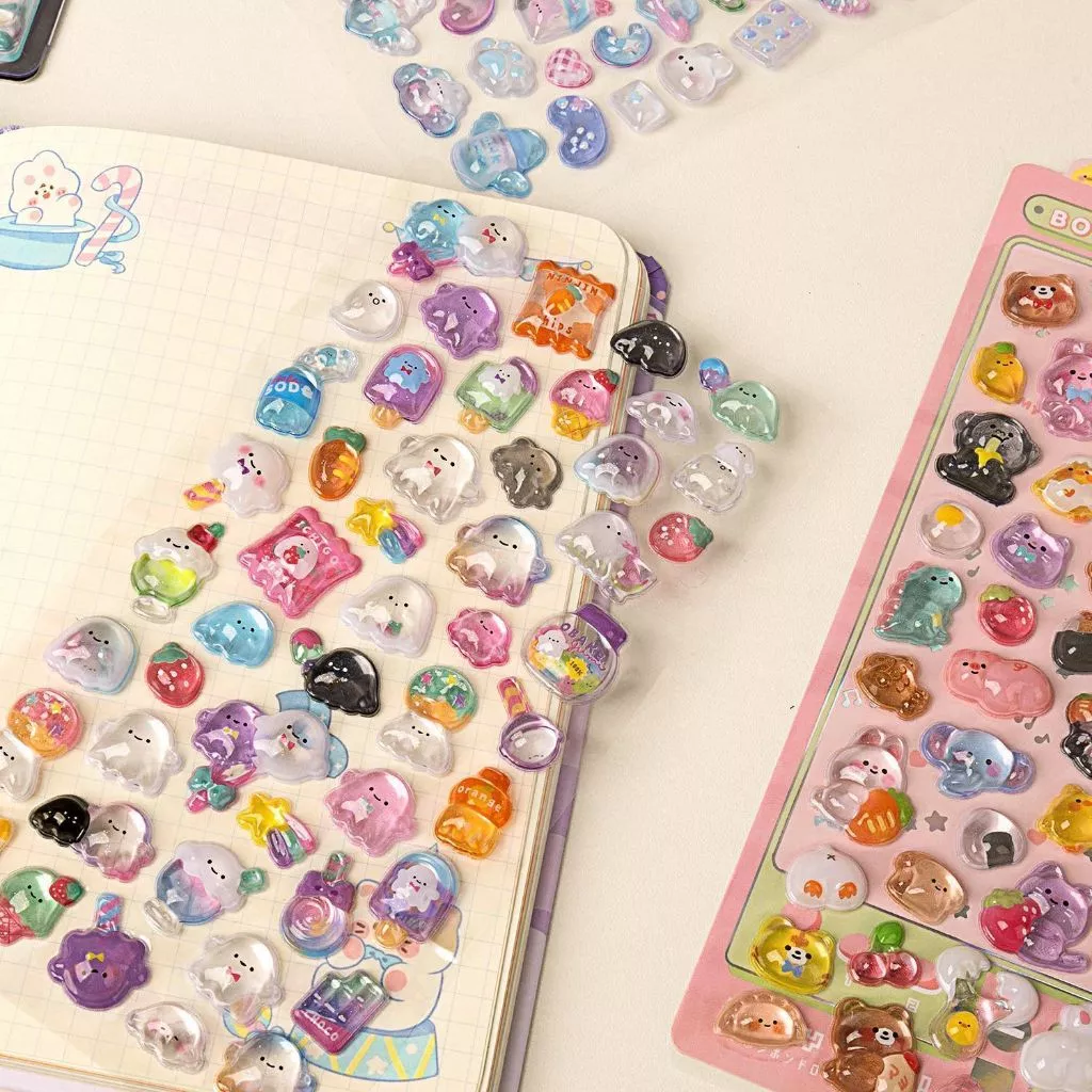 Kawaii 3D สติกเกอร์น่ารัก สติกเกอร์ตกแต่ง DIY เคสโทรศัพท์ แล็ปท็อป iPad ขวดน้ำ Decal อีพ็อกซี่นูน