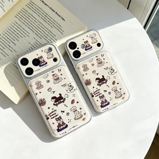 เคสหนังสกรีนลายการ์ตูนกันกล้องสำหรับไอโฟน17/pro/max for iPhone 16/pro/max 15/pro/max 14/pro/max 16plus 15plus 14plus i17