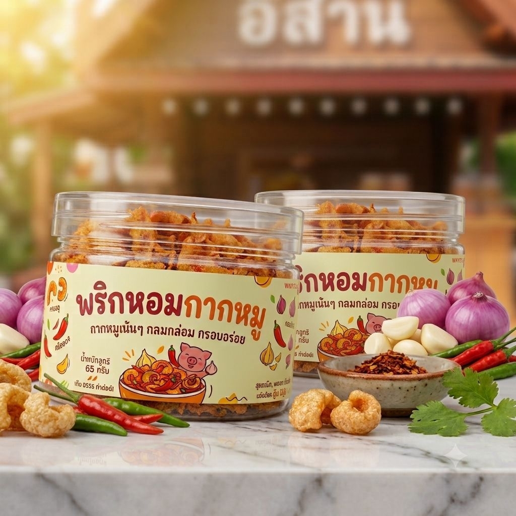 น้ำพริกกากหมู กรอบ อร่อย ทำสดใหม่ พร้อมส่ง ของดีจังหวัดนครสวรรค์ by สวนอาหารบ้านอีสาน น้ำหนักสุทธิ 65 กรัม