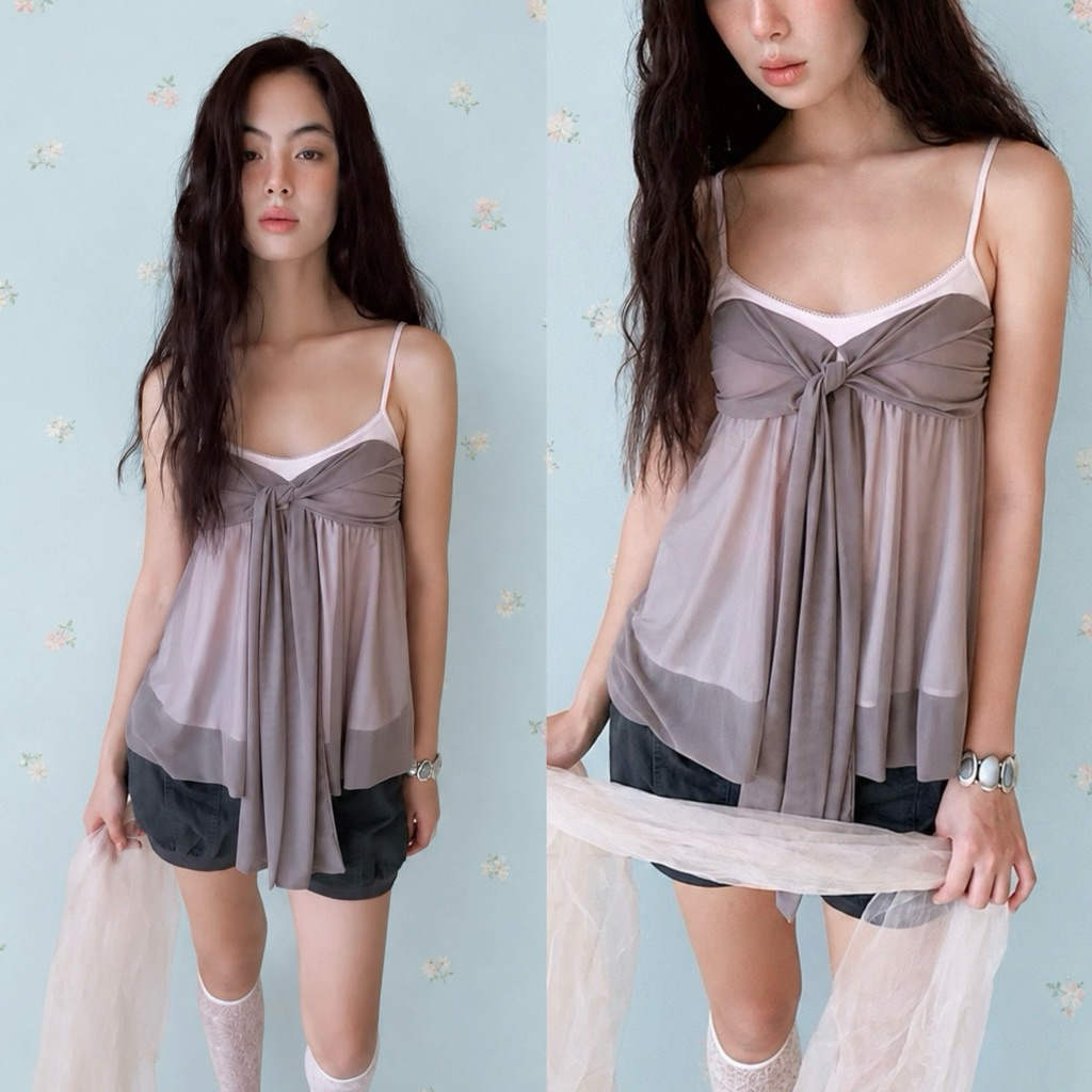 ✶ Wearable ✶ Camilla Mesh Top | เสื้อสายเดี่ยวเลเยอร์ทรงบอลลูน