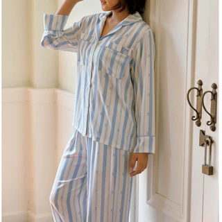 MUSLIN Ribbon Stripes - Silk Satin Pajamas [Basic collection]