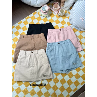 LindaaPlus-- กระโปรงทรงเอ 𝐑𝐮𝐤𝐚 ˚.🎀༘⋆.𐙚 ̊ ผ้ายีนส์แท้ เนื้อหนานุ่ม เนื้อดี มาพร้อมกางเกงซับใน ดีเทลปักอะไหล่ที่ชายกระโปรง