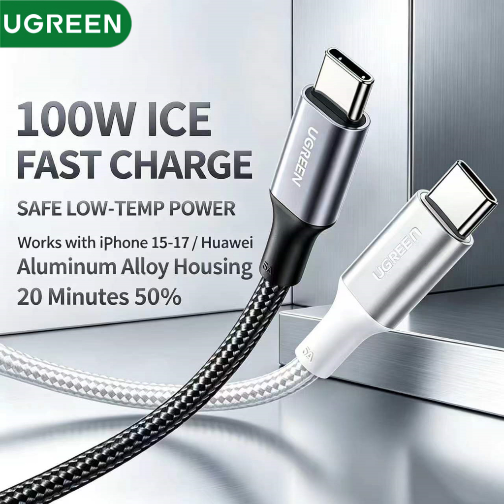 UGREEN Uno สายชาร์จ 100W USB-C to C รองรับ PD ชาร์จเร็ว สําหรับ iPhone 16 Samsung S24 S23 Ultra รุ่น L509