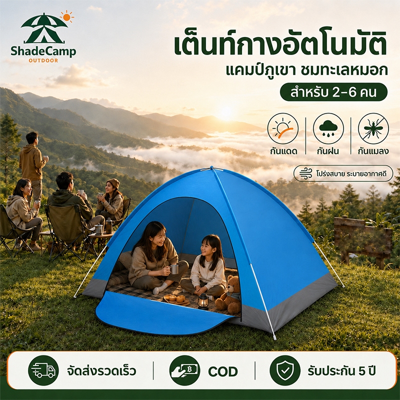 เต้นท์แคมป์ปิ้ง 4 6คน เต้นท์แคมปิ้ง เต้นท์ เต้นท์ นอน 3×4 คน คน เต็นท์สนาม เต็นท์นอน เต็นท์พับได้
