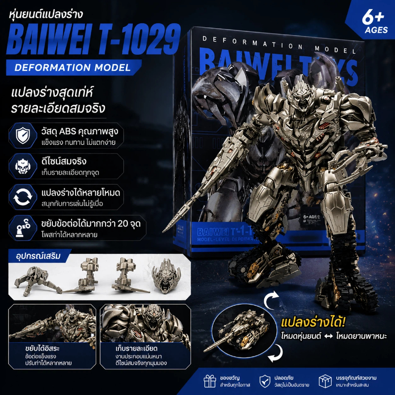 TW-1029 โมเดลฟิกเกอร์  Megatron ของเล่นสําหรับเด็กผู้ชาย