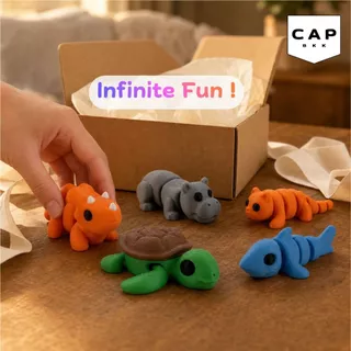 CAP BKK ของเล่นสัตว์ขยับได้ Flexi Animals คาปิบาร่า แอกโซลอเติล ไดโนเสาร์ แมว ฉลาม ฟิกเกอร์