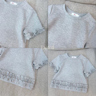 POI เสื้อยืดคอกลมผ้ามาร์ชเมลโล่แต่งชายสีพื้น T003F7