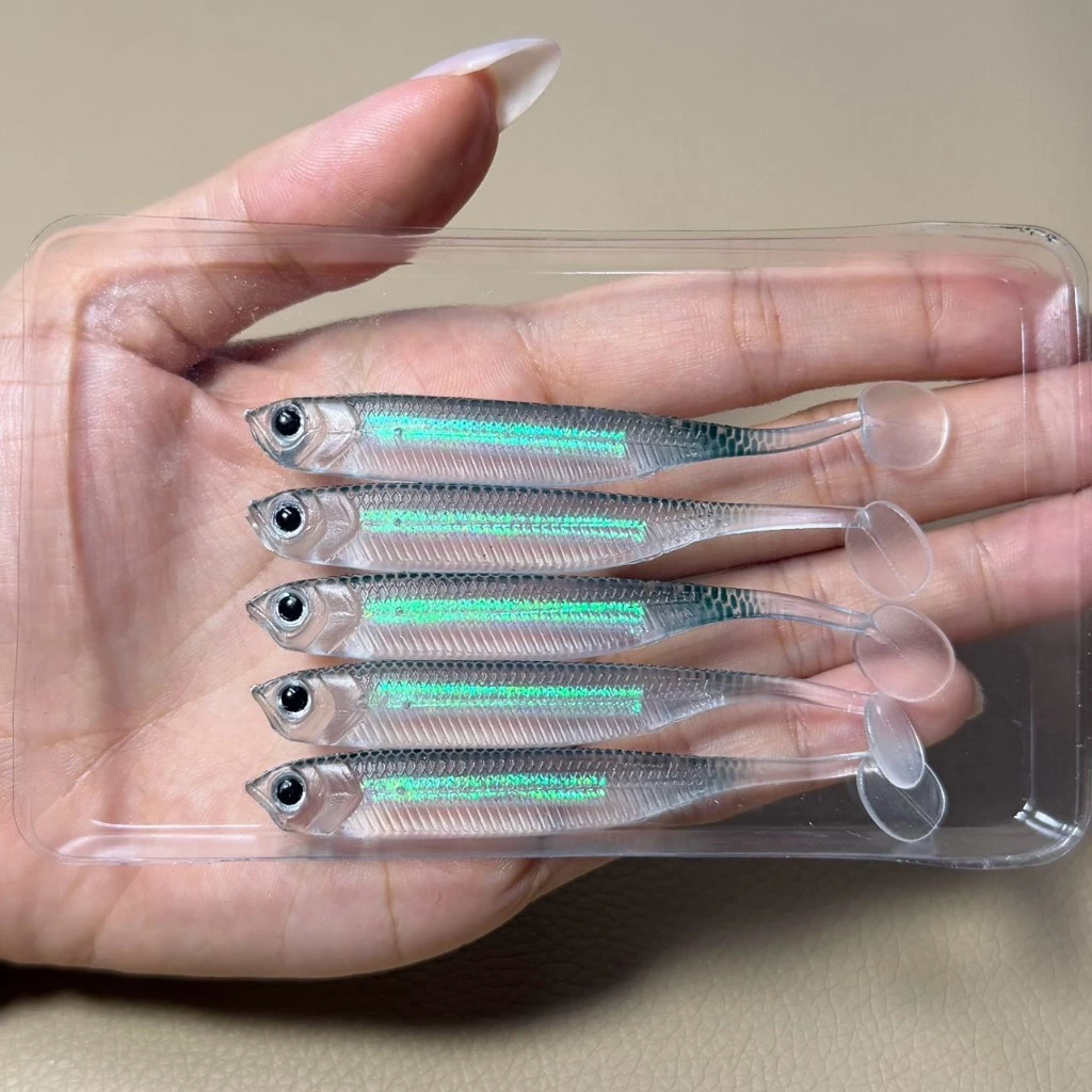 เหยื่อปลายางหางพริ้ว3D 5ชิ้น/แพ็ค เหยื่อยางเสมือนจริง 7.5CM และ9CM เหยื่อปลอม ปลายาง3