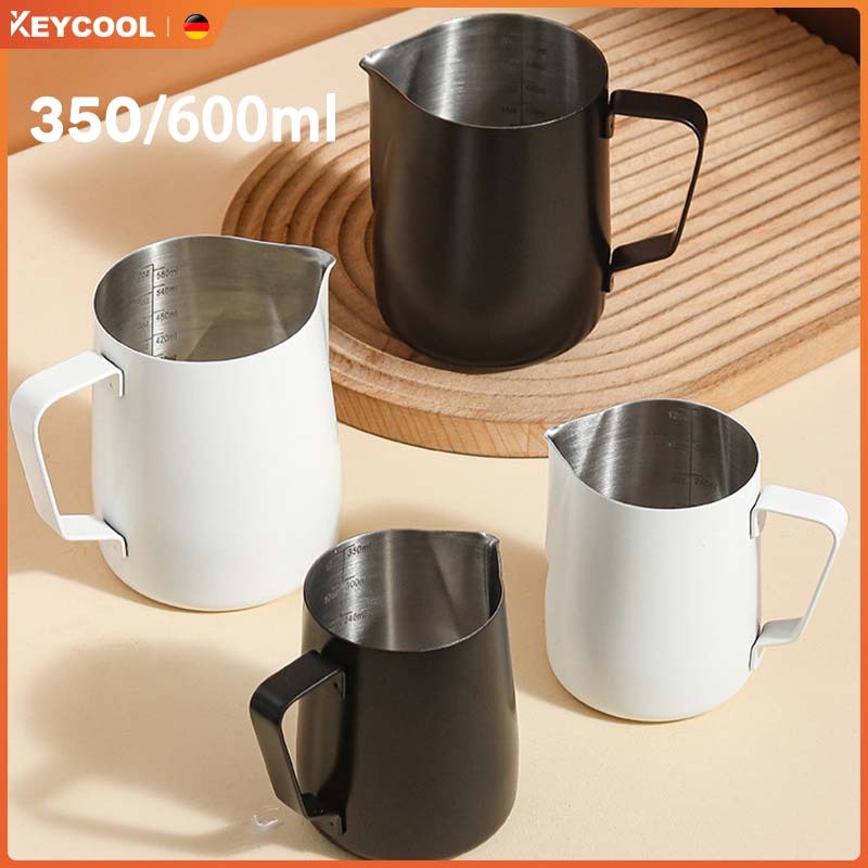 Keycool ถ้วยตีฟองนม 350ml/600ml เหยือกตีฟองนม 304สเต ใช้ทำลาเต้อาร์ต พิชเชอร์คุณภาพ
