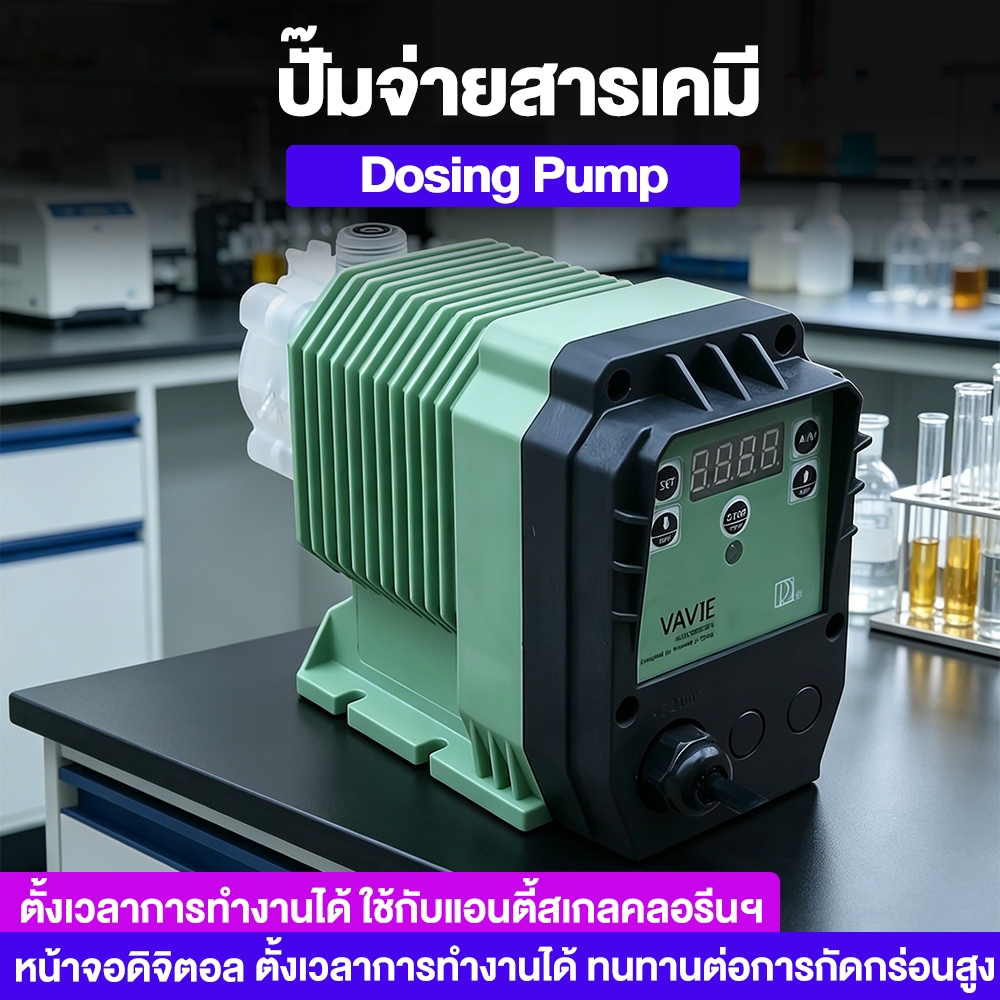 ปั๊มเคมี ปั๊มฟีด ปั๊มเคมี ปั๊มฟีด 5.04 ลิตร / ชั่วโมง ดูด-จ่ายสารเคมี 6.2 บาร์ ไฟ AC 220V และ STRONG Dosing Pump