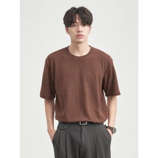 Chaistyle เสื้อยืดผู้ชาย ผ้าวาฟเฟิลคู่สวมลําลองทุกการแข่งขัน สีพื้น เสื้อผ้าผู้ชาย คอกลม ผ้าบางเบา หลวมสบาย แมทช์ง่าย
