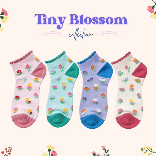 ถุงเท้าข้อสั้นดอกไม้ลายจิ๋ว คอลเลคชั่น "Tiny Blossom"2