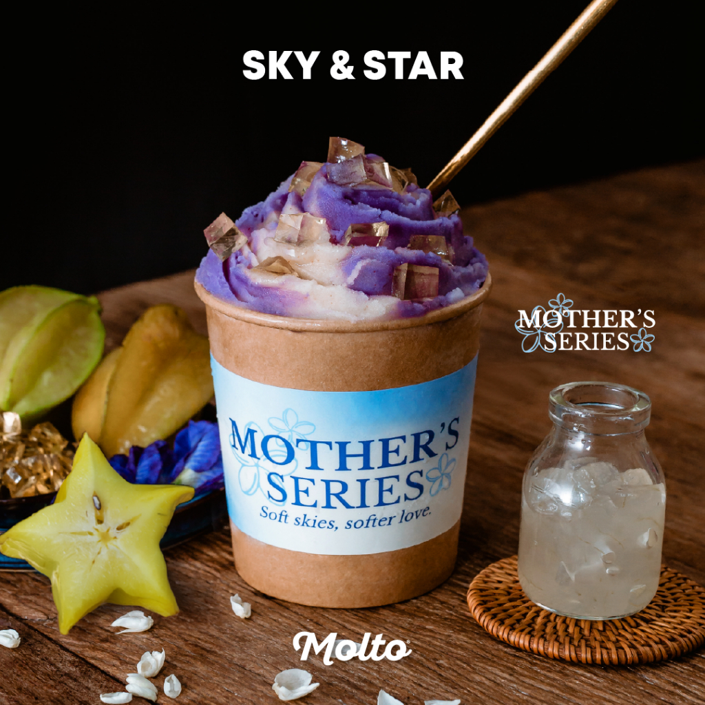 Sky & Star (ไอศกรีมซอร์เบอัญชัญ และ มะเฟือง 1 ถ้วย 16 oz.) - Molto premium Gelato