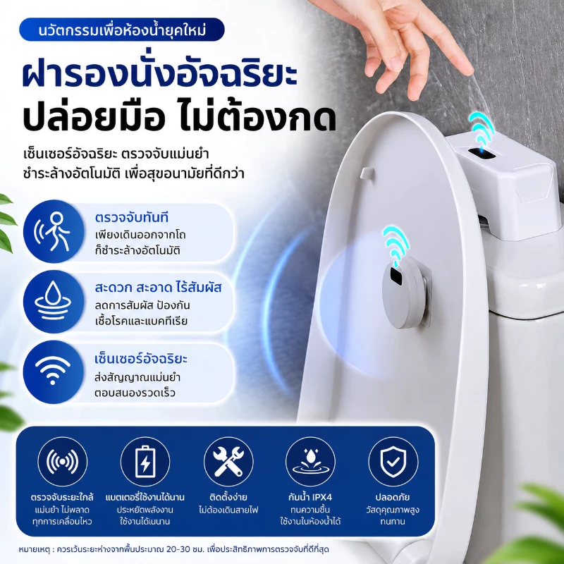 ปุ่มกดชักโครก ชุดปุ่มกดชักโครกอัตโนมัติ ระบบเซนเซอร์อัจฉริยะ ไม่ต้องสัมผัส IPX5 กันน้ํา สําหรับห้องน้ํา