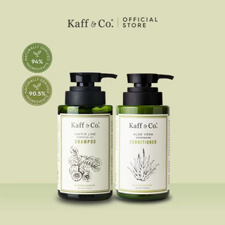 Kaff & Co. ชุดขายดี! ชุดคู่ ดูแลหนังศีรษะแห้ง/ปกติ แชมพูมะกรูดลดคัน รังแค และครีมนวดว่านหางจระเข้ ผมนุ่ม