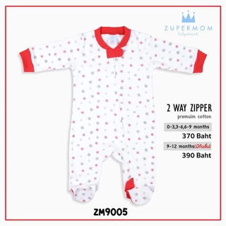 Zuper Mom 0-24เดือน ชุดหมีเด็กอ่อน ซิป รุ่น 2 WAY ZIPPER บอดี้สูทเด็กอ่อน ชุดเด็กแรกเกิด บอดี้สูทหุ้มเท้า (no.9005)