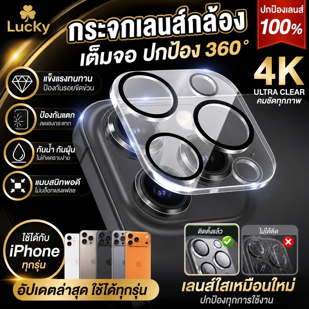 3Pcs HD Full Cover Glitter โลหะกระจกนิรภัยกล้องเลนส์ Protector สําหรับ iPhone 17 16 15 14 13 12 11 Pro Max Air Plus กระจกนิรภัยวงกลมกล้อง Glitter Screen Protector