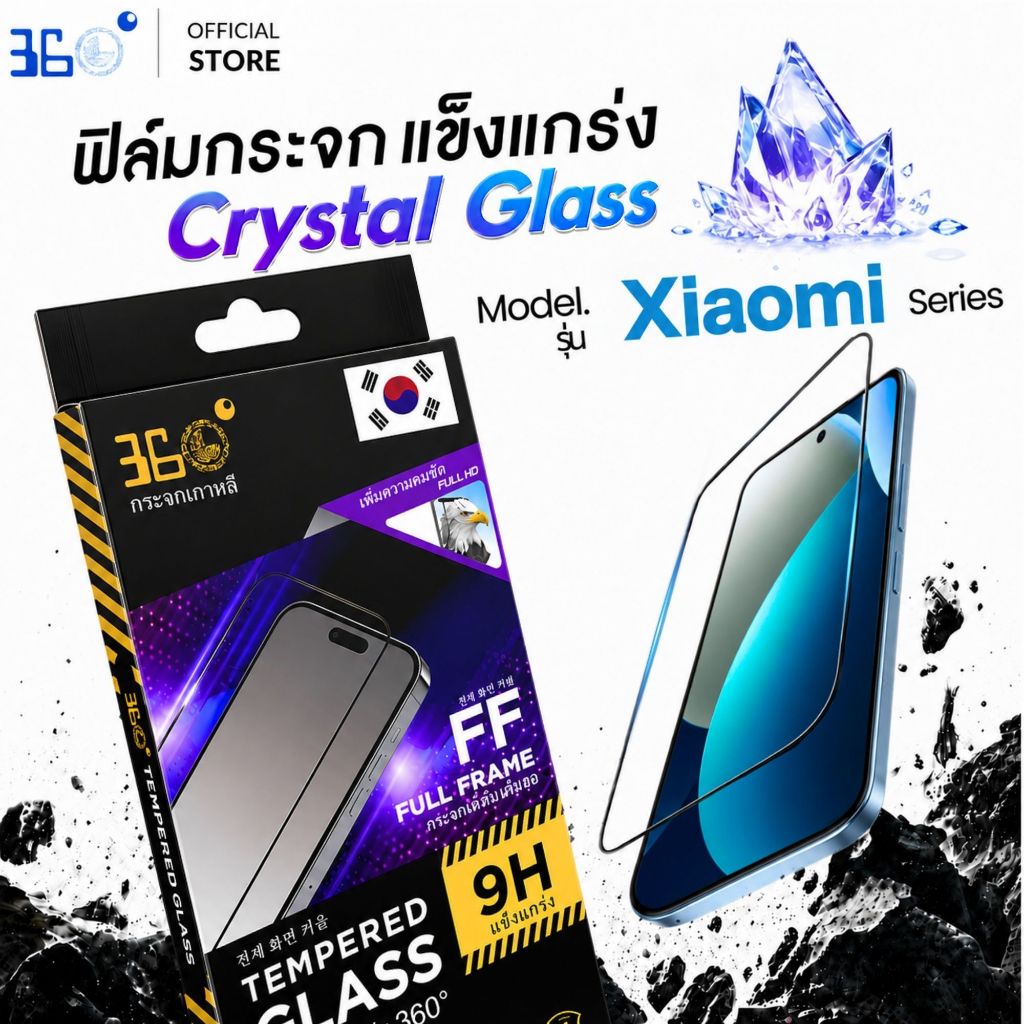 [🇰🇷360°] ฟิล์มกระจกเต็มจอใส Redmi/Xiaomi คริสตัลแข็ง REDMI K90 Ultra 17C 17T A7 PRO 15A-5Ga3 14c 13c