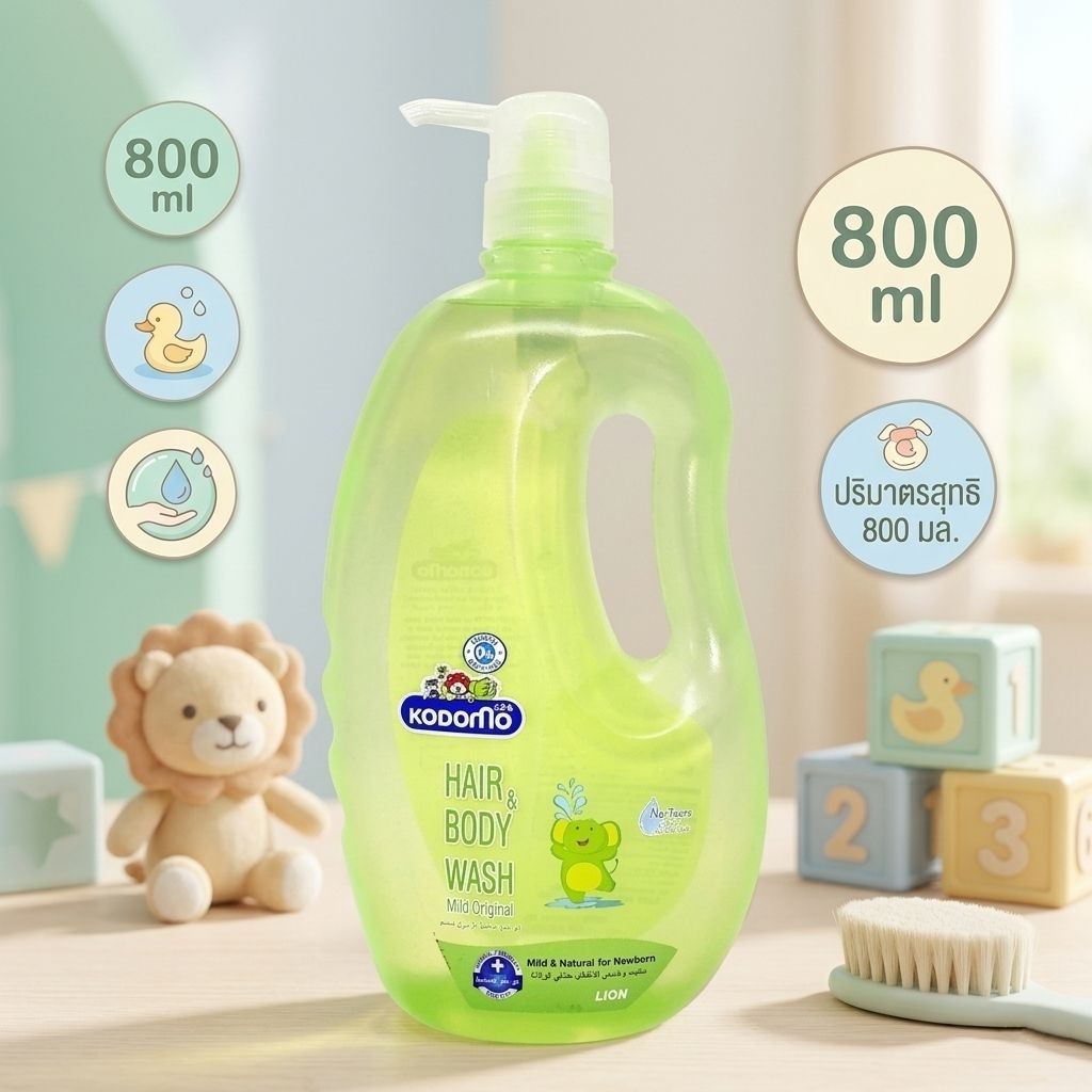 KODOMO แชมพูสบู่เหลว สูตรมายด์ ออริจินัล หัวปั้ม 800 ml.