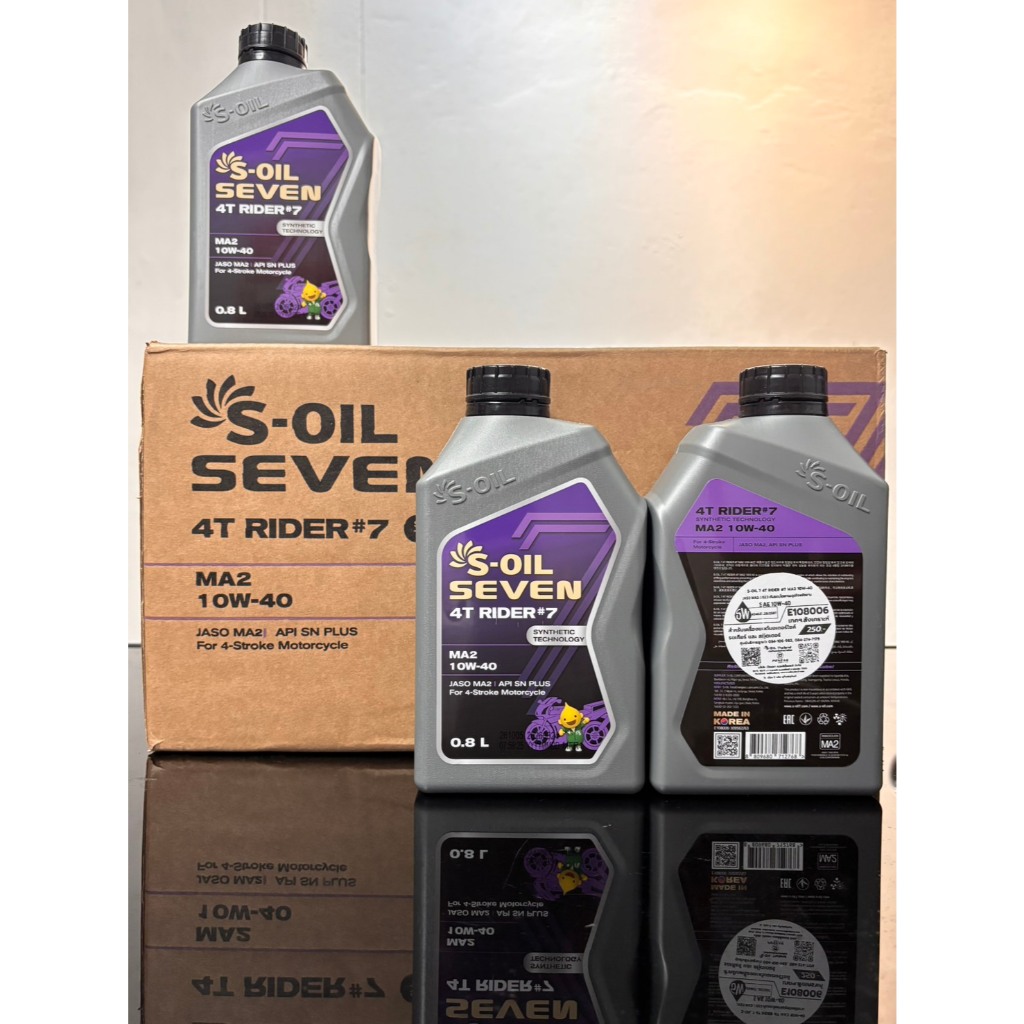[ยกลัง 12 ขวด] น้ำมันเครื่อง S-OIL SEVEN RIDER#7 4T 10W-40 ขนาด 0.8 ลิตร