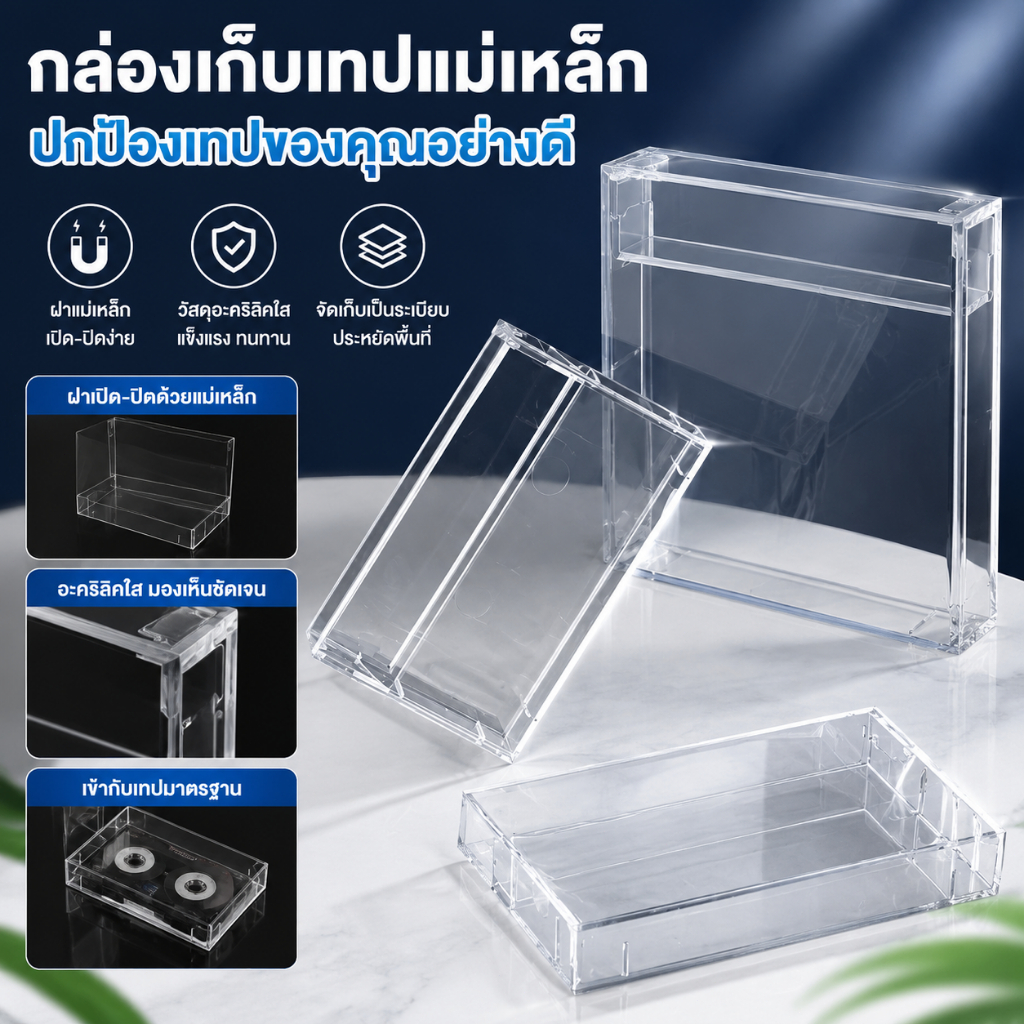 Luxe-T เทปคาสเซ็ต1ชิ้นกล่องใสบันทึกเสียงแม่เหล็กเคสเทปเปล่ากันฝุ่นกล่อง COD