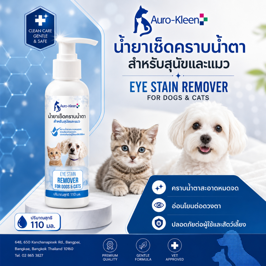 Auro-Kleen น้ำยาเช็ดคราบน้ำตาสุนัขและแมว 110 ml.