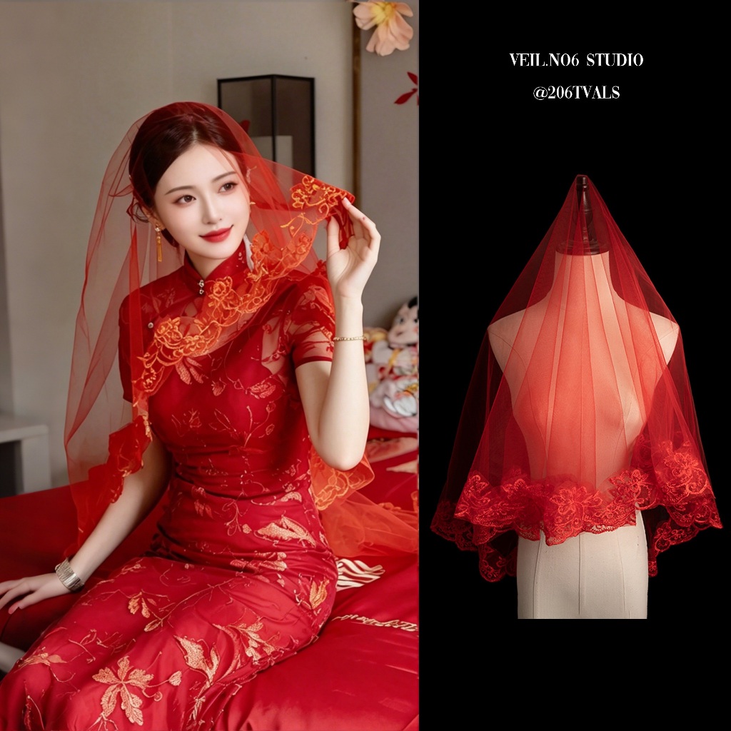 พร้อมส่งจากไทยเวลเจ้าสาวขอบลูกไม้ความยาว3เมตรแบบผ้าคลุมหน้ รูปที่ 2
