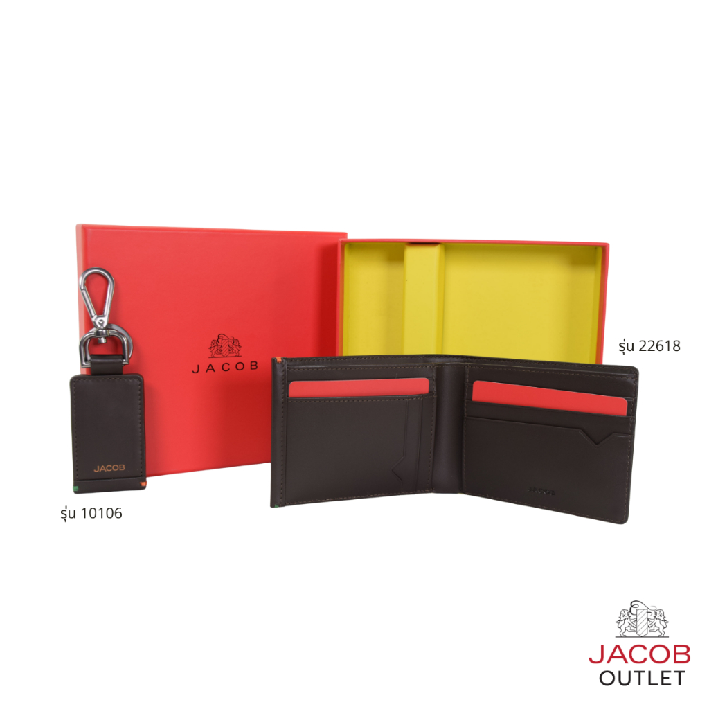JACOB طقم هدية محفظة وميدالية جلد