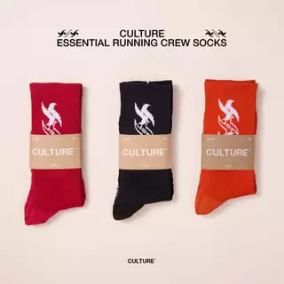 VAC ถุงเท้าวิ่ง Culture Essential Running Crew Socks 3 สี Black / Orange / Burgundy