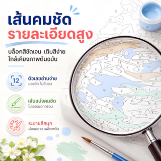 ระบายสีตามตัวเลข 20x20ซม มีเฟรม ภาพวาดตกแต่งอะคริลิก ของขวัญ DIY สำหรับเด็ก คู่