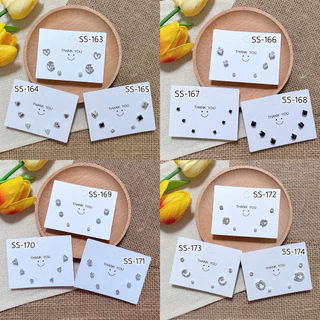 [SS2] ต่างหูเซต3คู่(6ชิ้น) ต่างหูมินิมอลแบบติดหูสีเงินพร้อมแป้นแบบยางทุกคู่ ราคาต่อ1เซต(6ชิ้นตามภาพ)