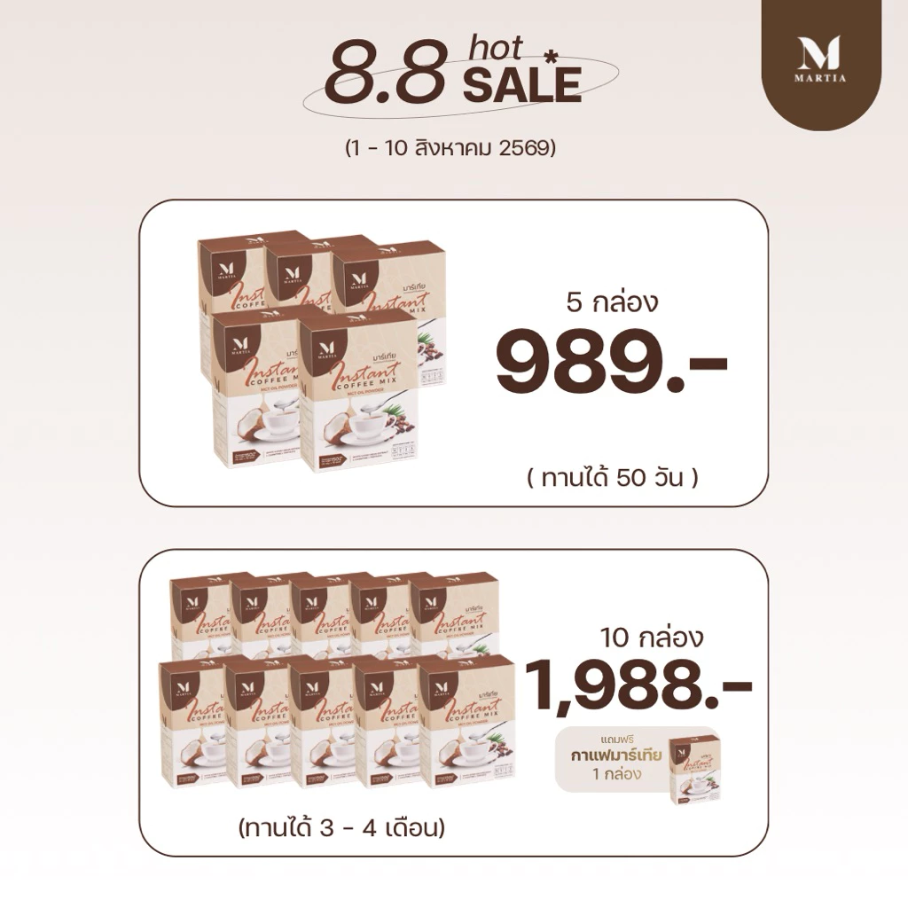 [8.8 SALE] กาแฟมาร์เทีย Martia ☕️ โปรคุ้มประจำเดือนนี้!