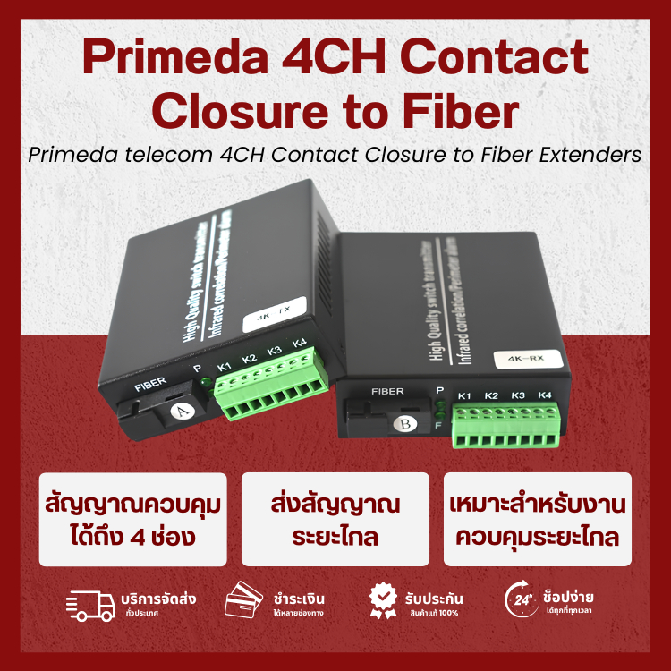 Primeda telecom 4CH Contact Closure to Fiber Extenders