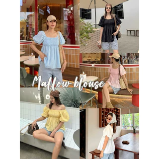 MALLOW BLOUSE (เฉพาะเสื้อ) เสื้อแขนบอลลูน ทรงคอเหลี่ยม สม็อคช่วงอกทั้งหน้าหลัง