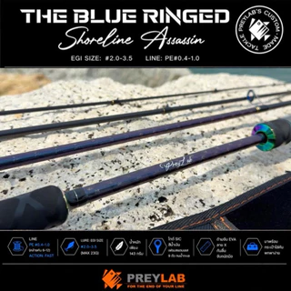 🦑 คันเบ็ดตกหมึก & ปลาชายฝั่ง “The Blue Ringed” จาก PREYLAB 🌊 แบบ 4 ท่อน พกพาสะดวก – ยาว 8.6 ฟุต 🐟