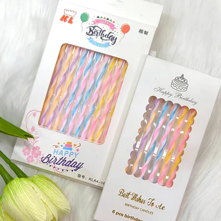 (ขายส่ง)เทียนวันเกิดแบบเกลียว แบบตรง (ยกกล่อง 100ชิ้น คละสีได้)